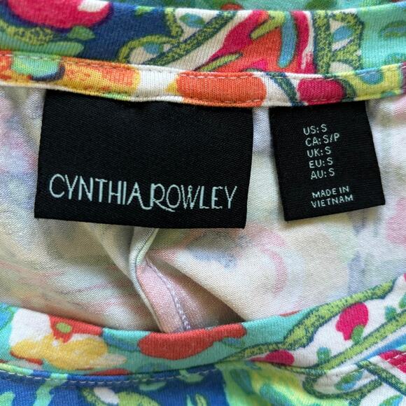 84. Cynthia Rowley Paisley Print Tunic Dress Size Small - Boho Summer Vibes - Picture 7 of 11